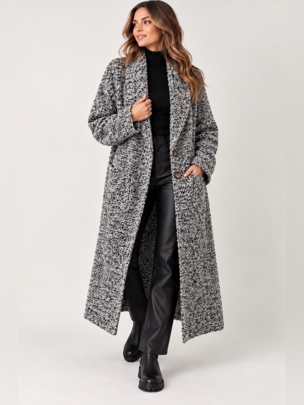 From Palmer Gray Long Duster Cardigan Heather Gray Cozy Knit Sweater Coat Size S
